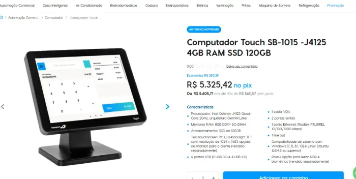 Computador touch Pdv bematech sb1015 touch (LACRADO)