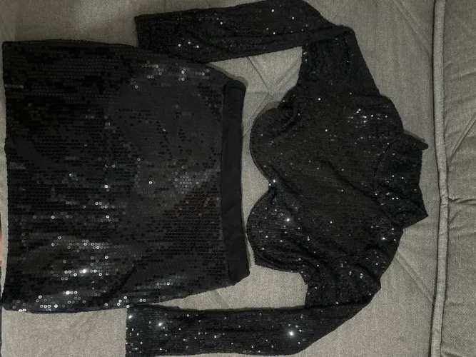 Conjunto em paetê preto 