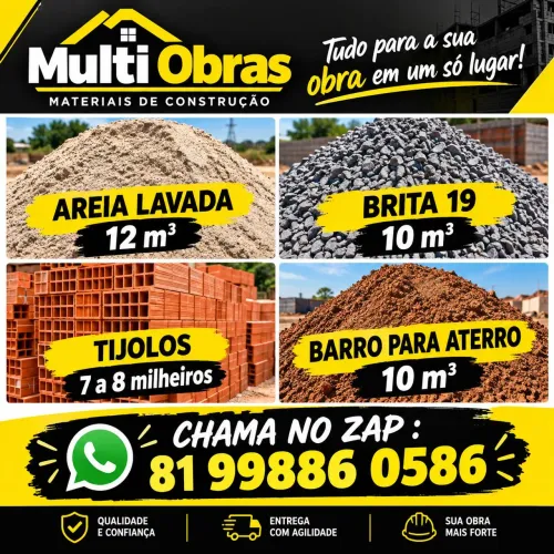 Areia / Brita 19 / Tijolos / Barro