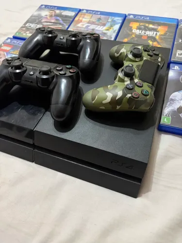 PlayStation 4 + 3 Controles Originais + 6 Jogos - Funcionando Perfeitamente