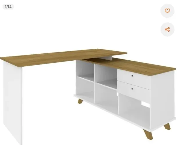 Mesa escritório com nichos e gavetas
