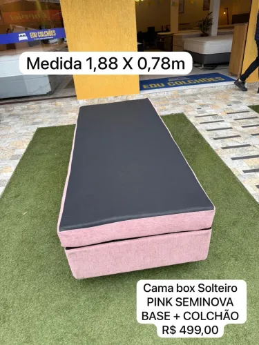 Cama box SOLTEIRO PINK SEMINOVA TOP - ENTREGAMOS