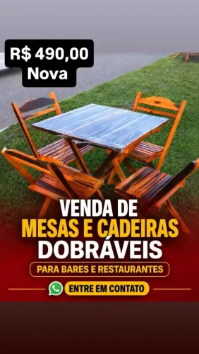 Mesas e cadeiras novas de madeira