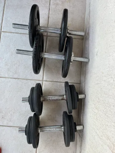 Barras maciças + halter 46kg