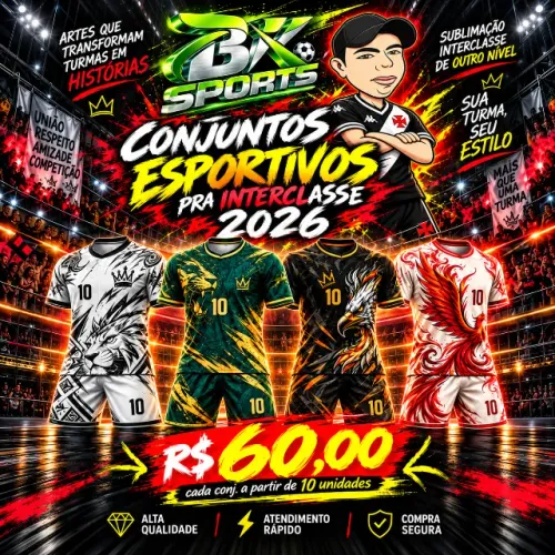 Interclasse 2026   Conjunto Esportivo de futebol sai a R$: 60,00 cada aparte de 10 unidade