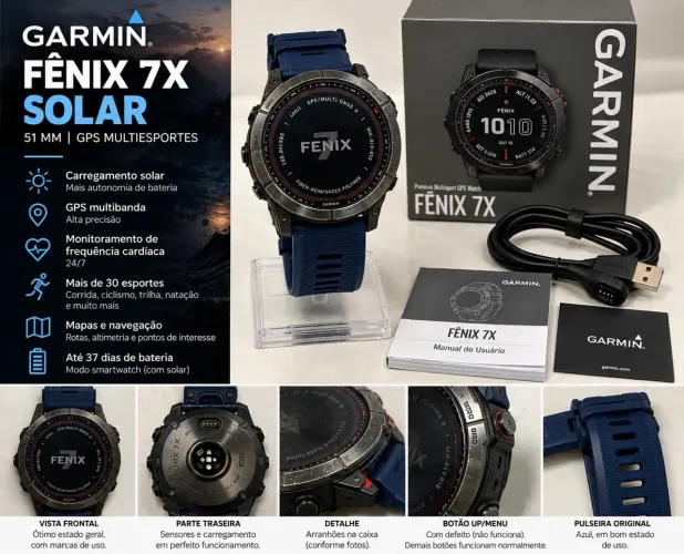 Garmin Fênix 7X Solar 51 mm - Relógio GPS Multiesporte