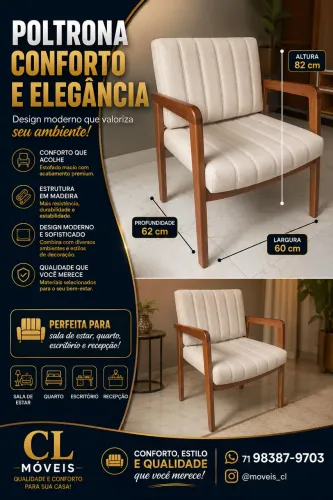 Poltrona madeira maciça