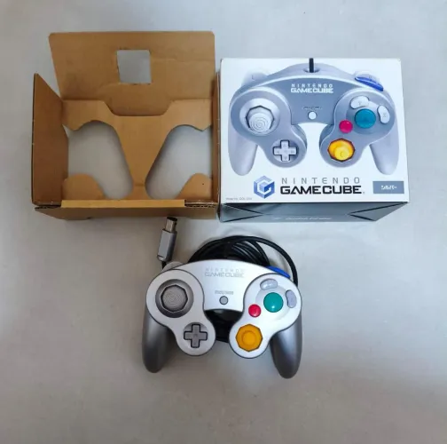 Controle Game Cube Prata Com Caixa