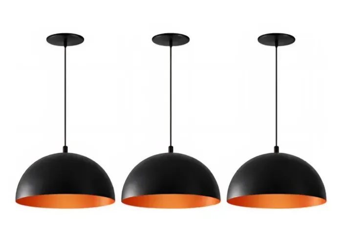 Luminárias - Trio de pendentes decorativos de metal