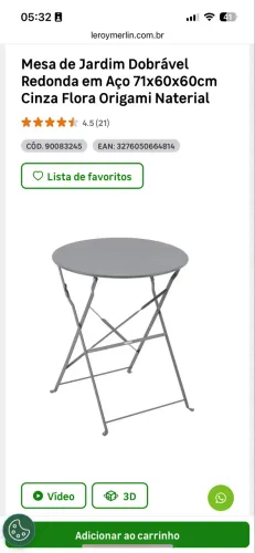 Mesa dobrável bar cinza