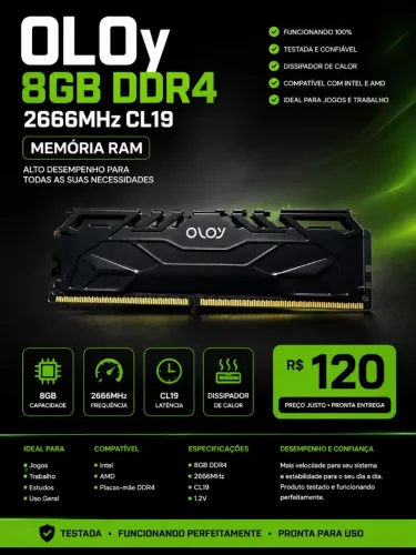 Memória RAM DDR4 8GB 2666MHz OLOy CL19