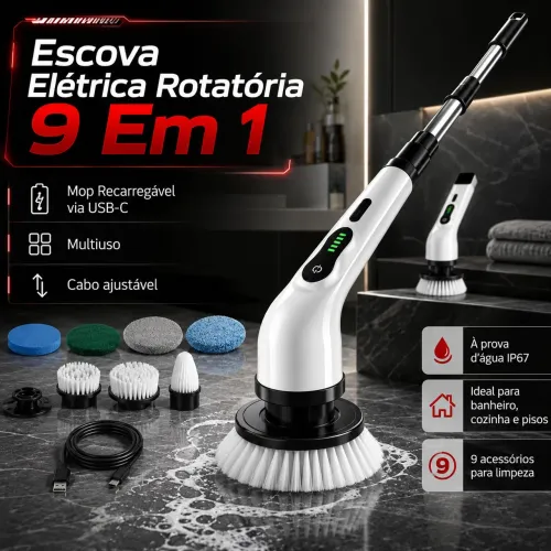 Escova rotativa elétrica 9 em 1