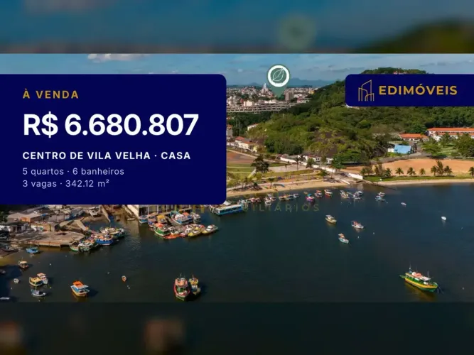 Centro de Vila Velha: Casa 5 suítes com piscina, perto das principais vias