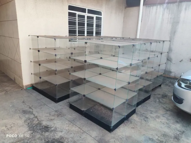 Expositor balcão vidro modulado para loja comércio bom estado