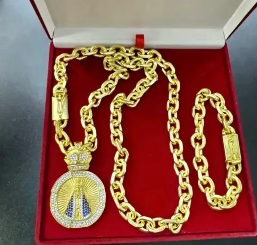 Colar e pulseira moeda antiga autêntico