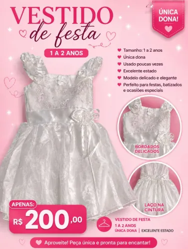 Vestido semi-novo batizado 