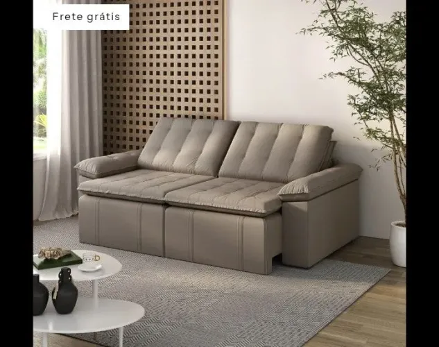 Sofá cama retrátil e Reclinável 4 lugares 240cm veludo com molas palmeira