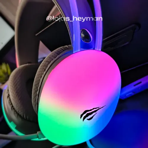 Headset Gamer Havit H2037d RGB Branco P2 Som Estéreo Microfone