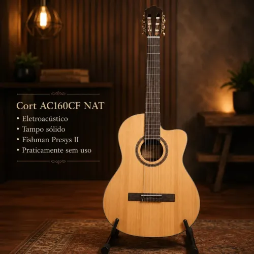 Violão Nylon Cort AC160CF NAT - praticamente sem uso