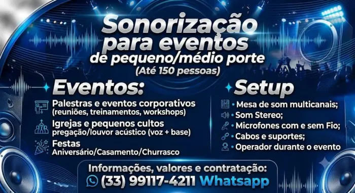 Aluguel de som profissional para festas e eventos corporativos.