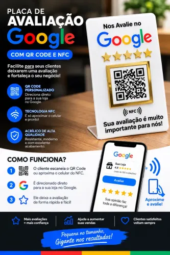 PLACA DE AVALIAÇÃO GOOGLE