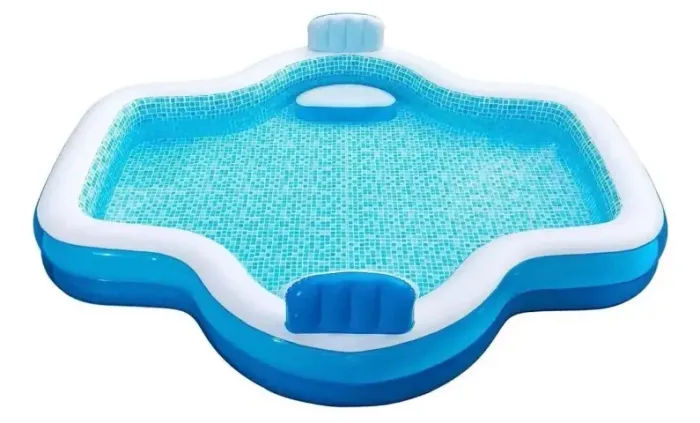 Piscina Inflável Premium 3000L Importada com 2 Assentos 2 Encostos Estilo Americana Azul