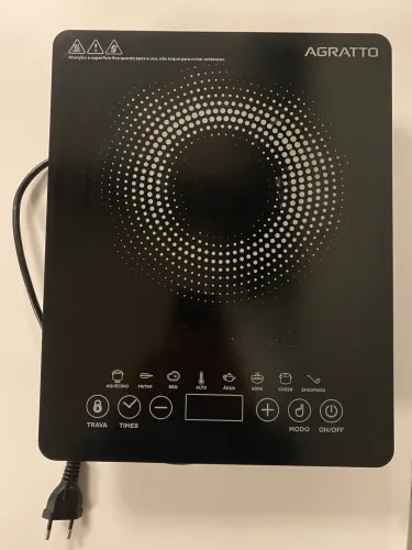 Cooktop eletrico indução vitroceramica fria 220v preto 1200w - Agratto