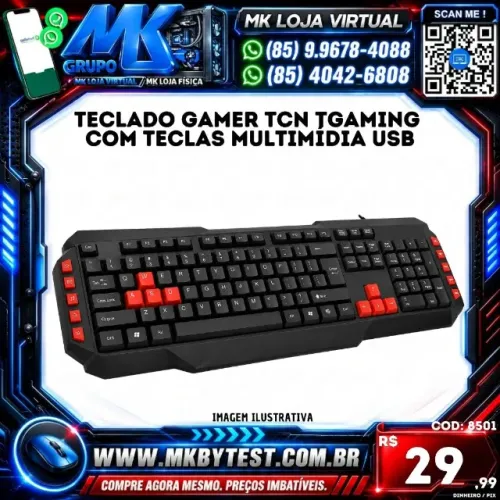 Teclado Gamer tcn Tgaming com Teclas usb Multimídia