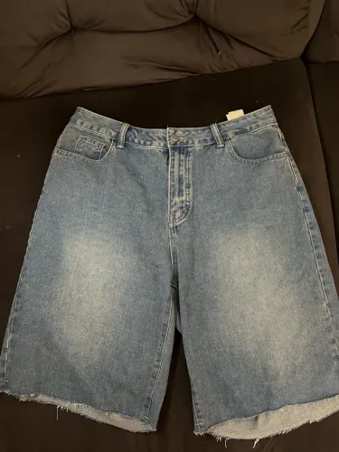 Jorts Jeans Azul Claro Oversized | Bermuda Jeans Feminina