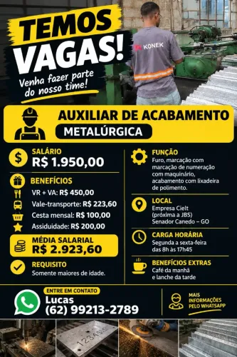 (Auxiliar acabamento) não e necessário experiência