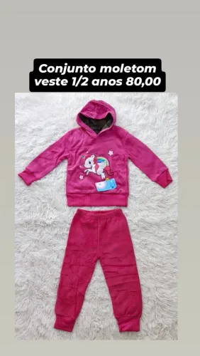 Conjuntos moletom infantil e crianças maiores 80,00 a 90,00