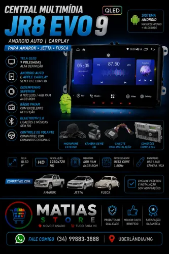 Central Multimídia JR8 EVO 9? QLED - Android Auto + CarPlay