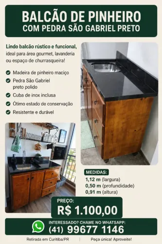 Balcão rústico pia
