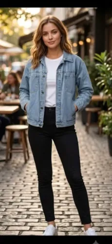 Jaqueta Jeans azul clássica tecido resistente, pode usar com qq cor de camisa e calça 