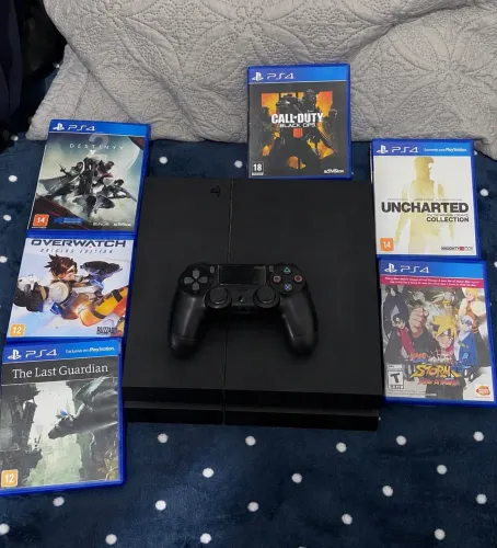 PS4 ORIGINAL E JOGOS (CONTROLE + CABOS)