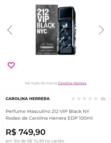 Perfume 212 vip blak edição limitada EDP.