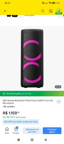 Alto-falante Bluetooth Preta Pulse Sp504