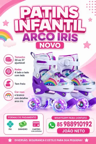 Patins infantil novo 34/37 arco iris