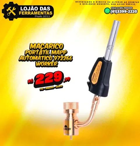Maçarico Portátil MAPP Automático 972266 Worker