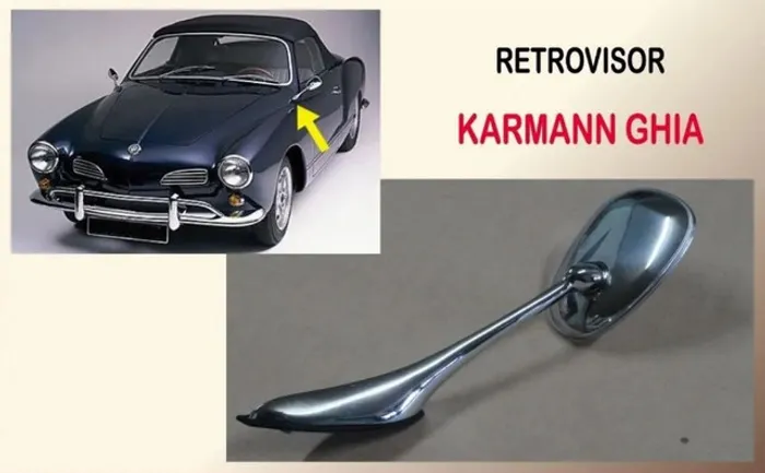 Retrovisor Karmann Ghia Aluminio Novo Cromado Unitário