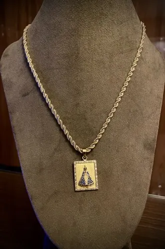 Conjunto em Ouro 18k corrente Trancelim + Pingente