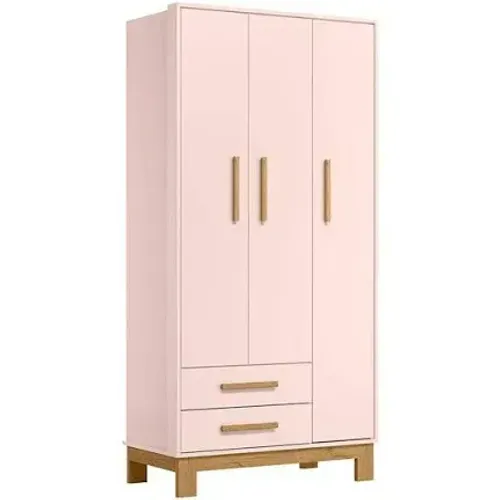 Guarda Roupa Infantil 3 Portas Novo Rosa