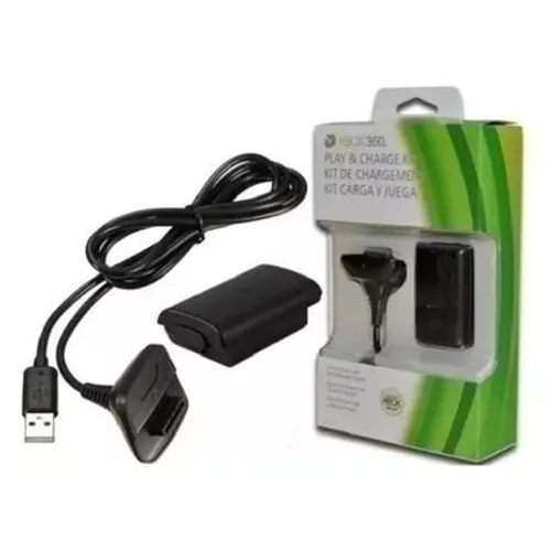Carregador + Bateria Preto Para Controle Xbox 360 (NOVO)