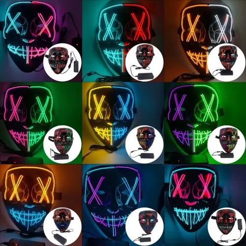 Mascara Led Halloween The Purge terror luminosa
