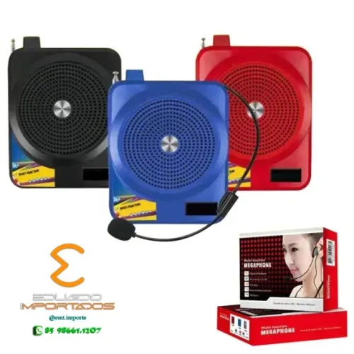 Megafone Amplificador De Voz Portátil Recarregável Com Alça