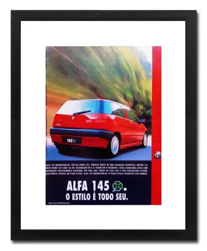 Alfa Romeo 145 - Quadro decorativo com propaganda ou ficha técnica original de revista