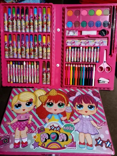 R$49.99 kit estojo maleta pinturas infantil completo 86pças pintar desenhar artes novo