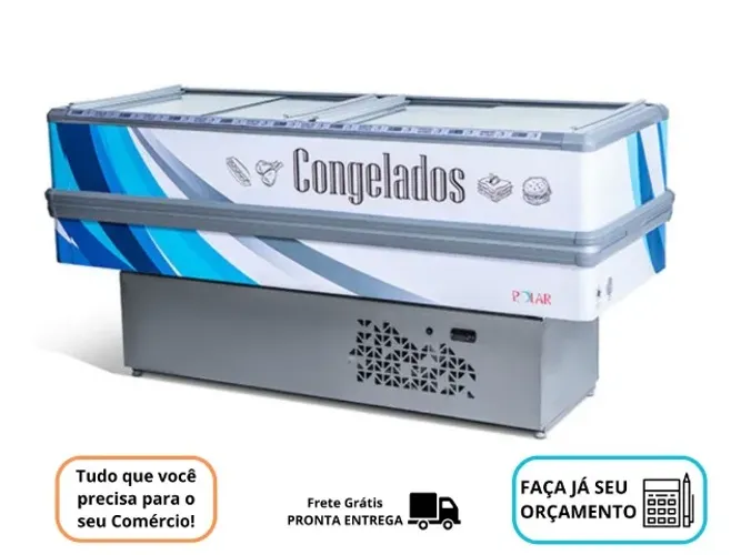 Ilha de Congelados 2 Metros Vidro Reto Polar