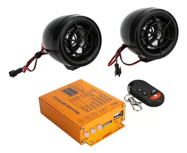 Caixa De Som e Alarme Para Moto Usb Mp3 Anti Furto Rádio Fm Bluetooth