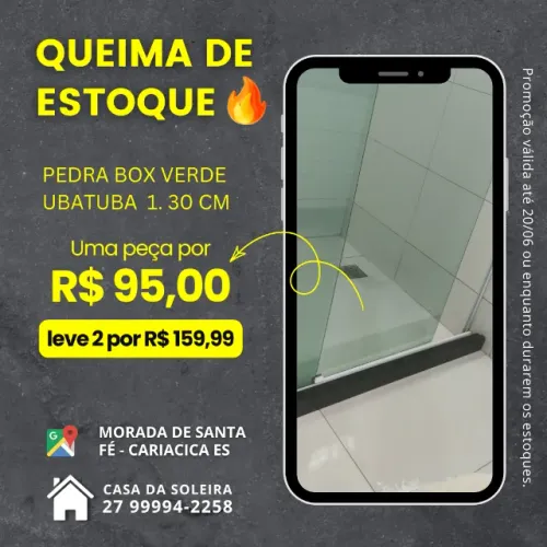 Pedra Box Escadinha 1,30X6 granito verde ubatuba * INGRID 